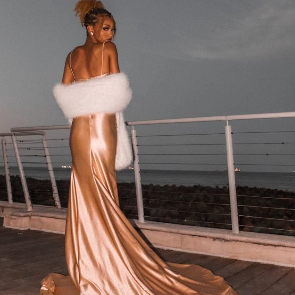 Elegant Gold Prom Dress. WORN ONCE! - Picture 3 of 3